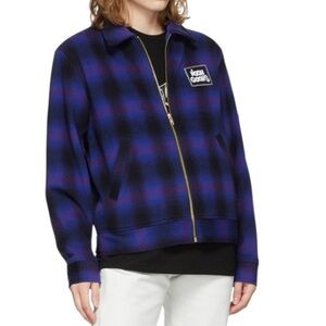 Noon Goons Wool Blend Blue & Black Check DIY Jacket women’s XL  hints of purple